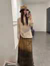 SWAYING 25 Fall/Winter Collection: Woolen A-line skirt with tie-up detail and gradient design SW-SW25AW3B08C1S2-HZ (Yellow-Brown)
